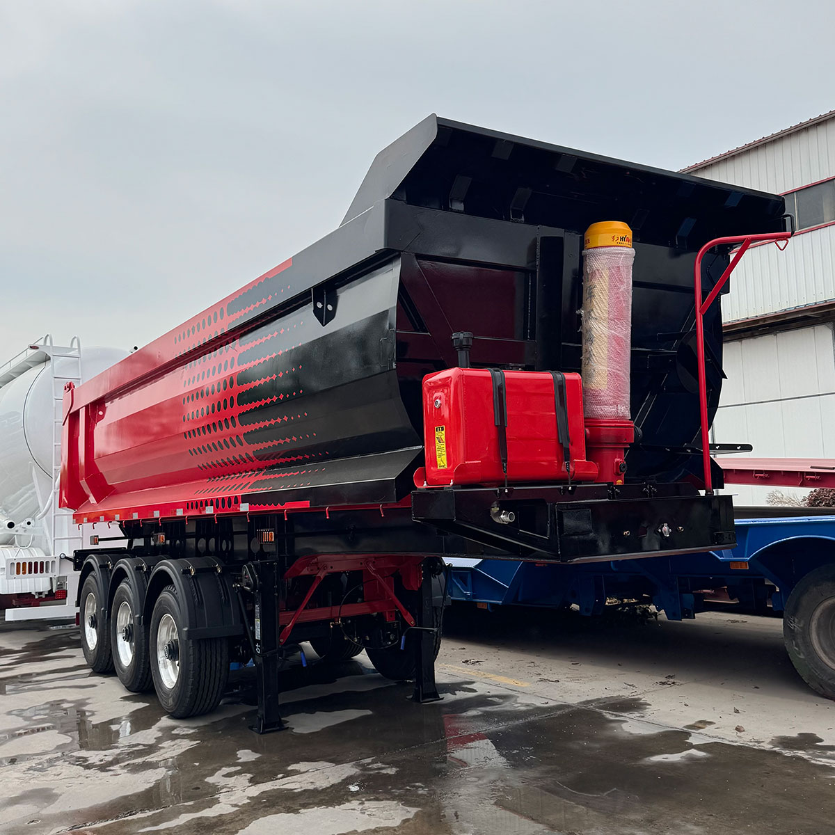 3-Axle Single-Tire U-Shaped Rear-Fold Self-Emptying Semi-Trailer