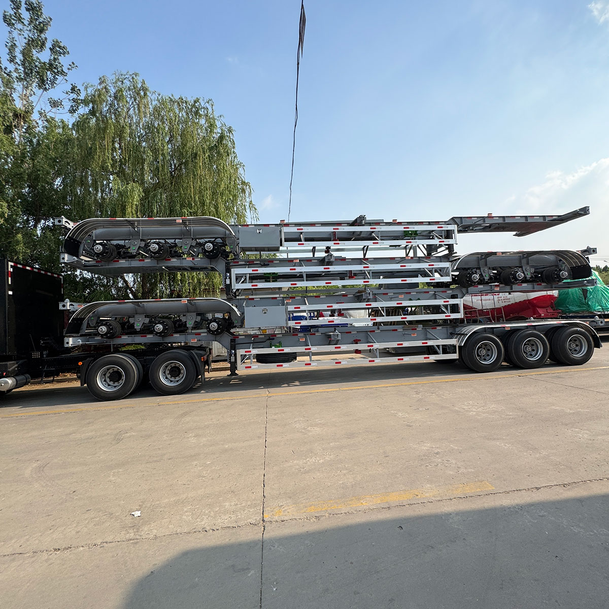 3-axle 40 foot small goose neck skeleton semi-trailer