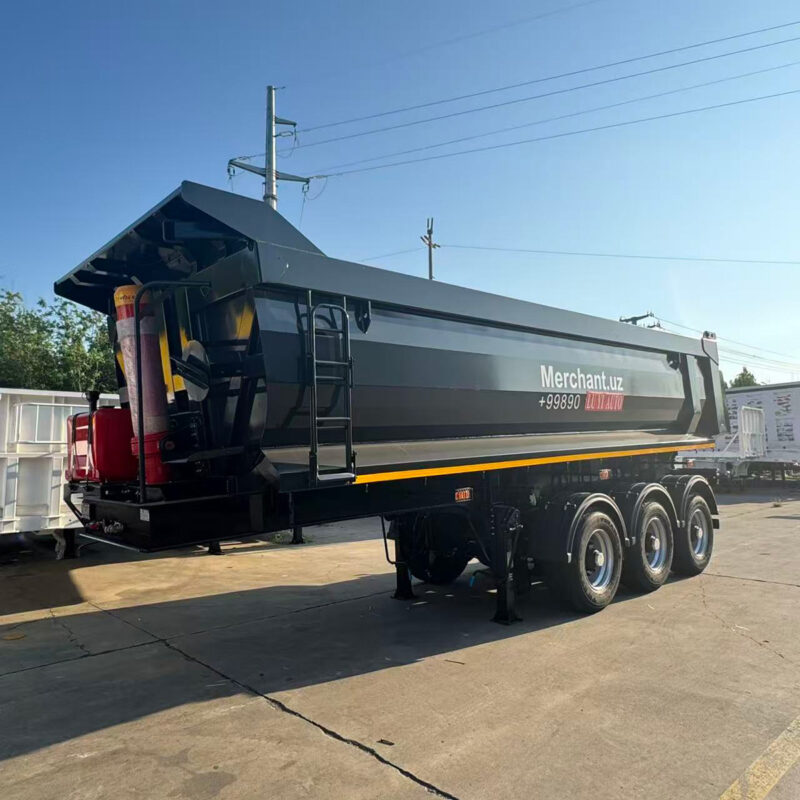 3-axle single tire U-shaped rear folding semi-trailer